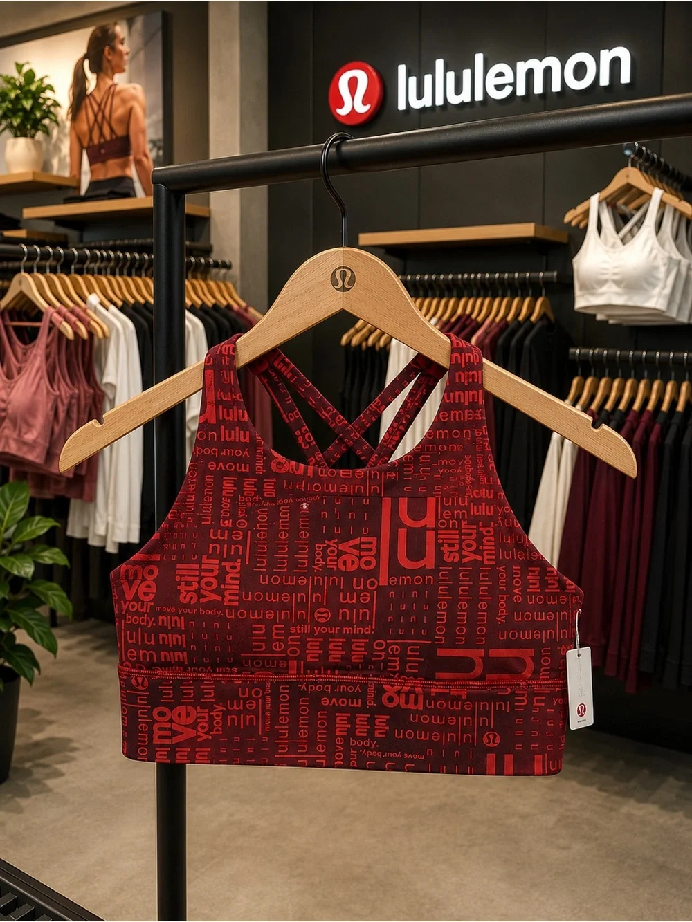 Lululemon‎ Energy High-Neck Longline Bra RED LOGO size 6 NWT sports bra